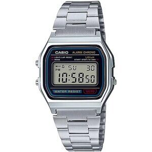 Casio Men's Black/silver  A158w-1  Quartz Mineral  crystal  Classic Watch